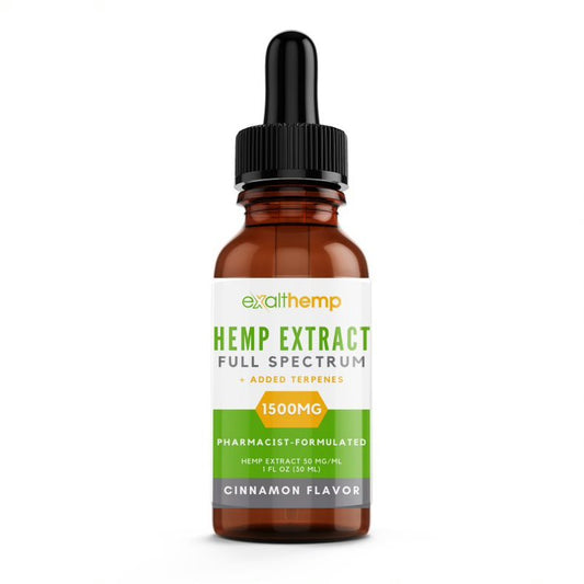 Hemp Extract Full Spectrum Oil - 1500mg - Cinnamon and Unflavored - ExaltHemp