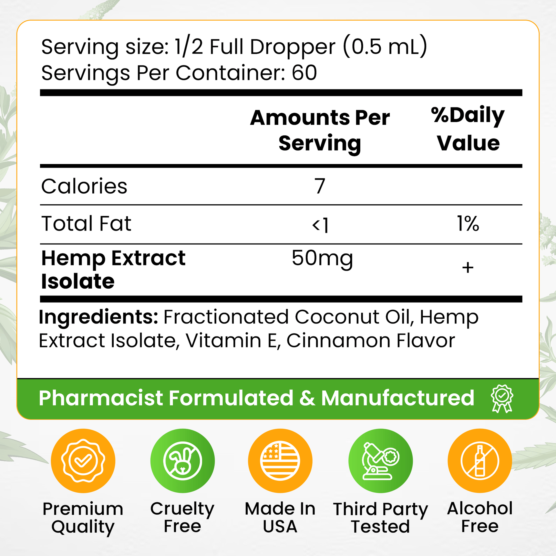 Hemp Extract Isolate Oil - 3000mg - Cinnamon and Unflavored (No Terpenes) - ExaltHemp