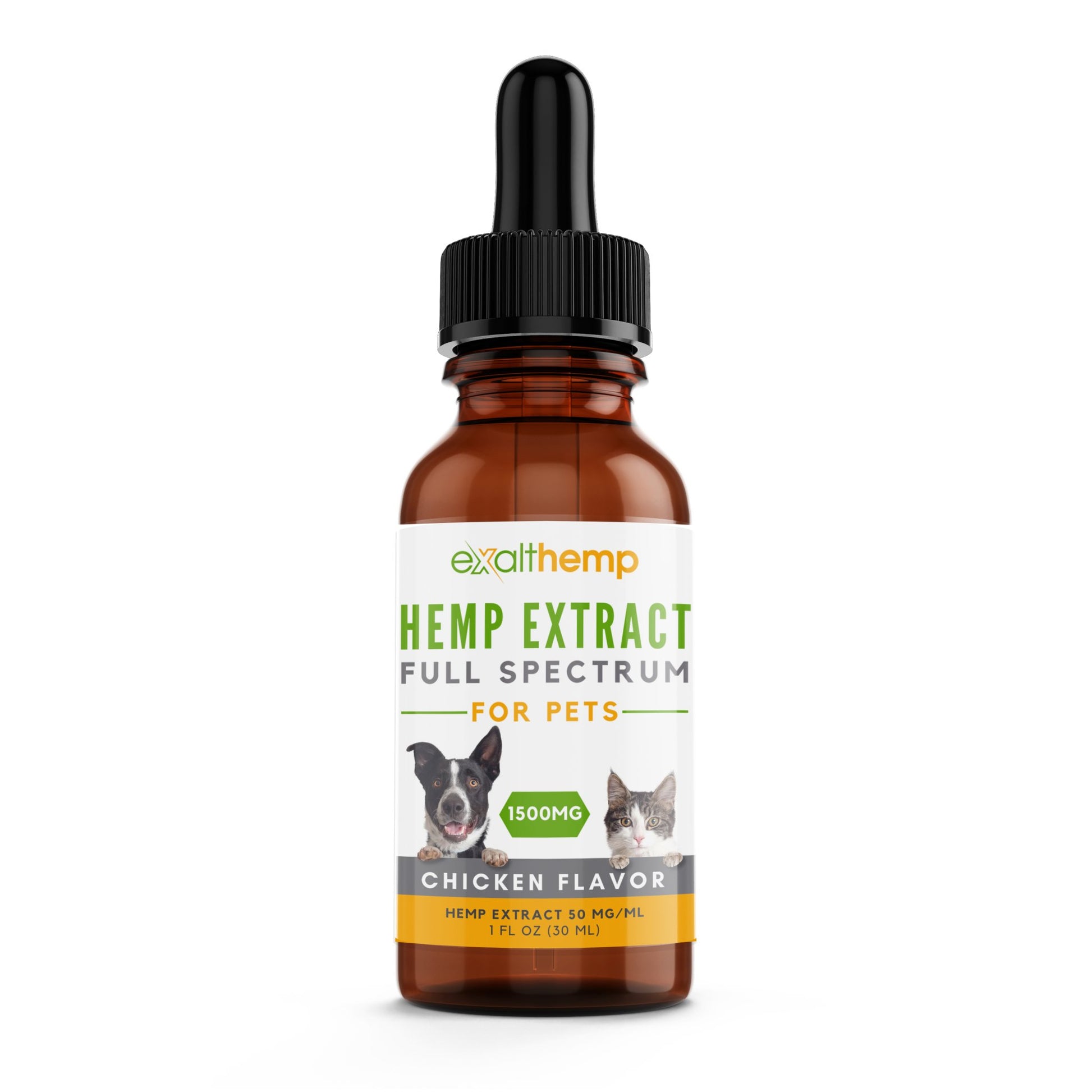 Hemp Extract Oil for Pets - Chicken Flavor - Full Spectrum 600mg or 1500mg - ExaltHemp