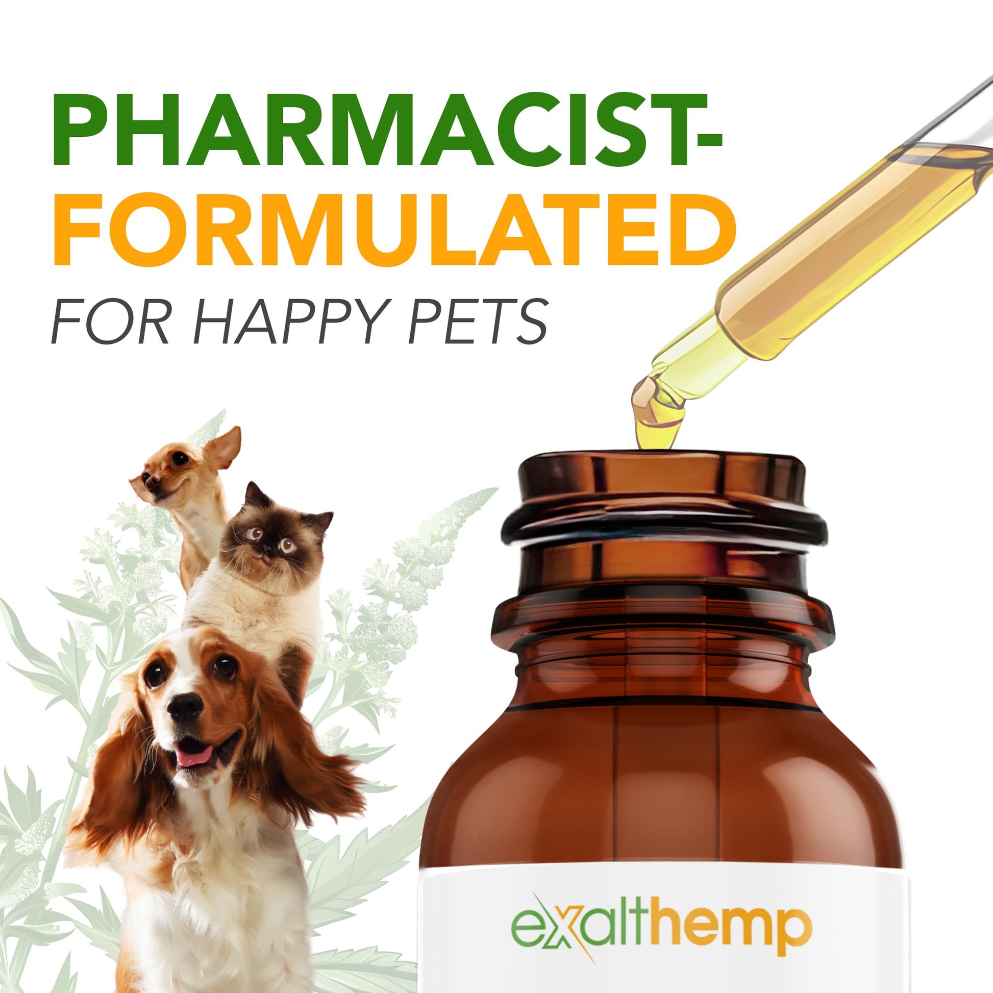 Hemp Extract Oil for Pets - Chicken Flavor - Full Spectrum 600mg or 1500mg - ExaltHemp